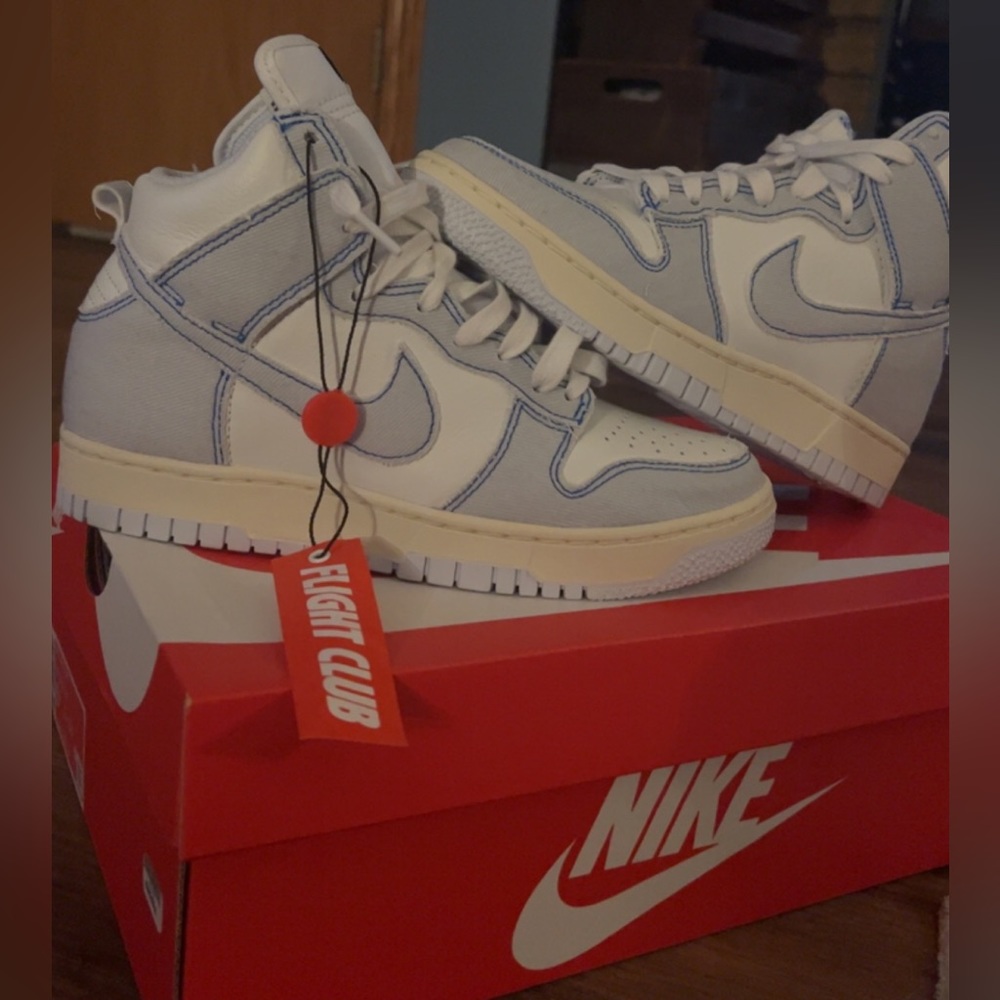 brand new🤎 womens nike high denim dunks